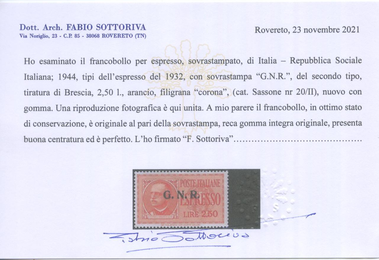 Scansione lotto: RSI E LUOGOTENENZA 1944 EX. BS. 2V. ** LUSSO CERT.