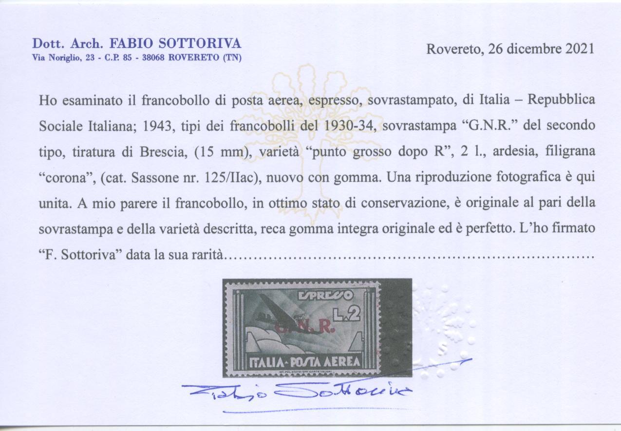 Scansione lotto: RSI E LUOGOTENENZA 1943 N.125/IIac **  CERT.