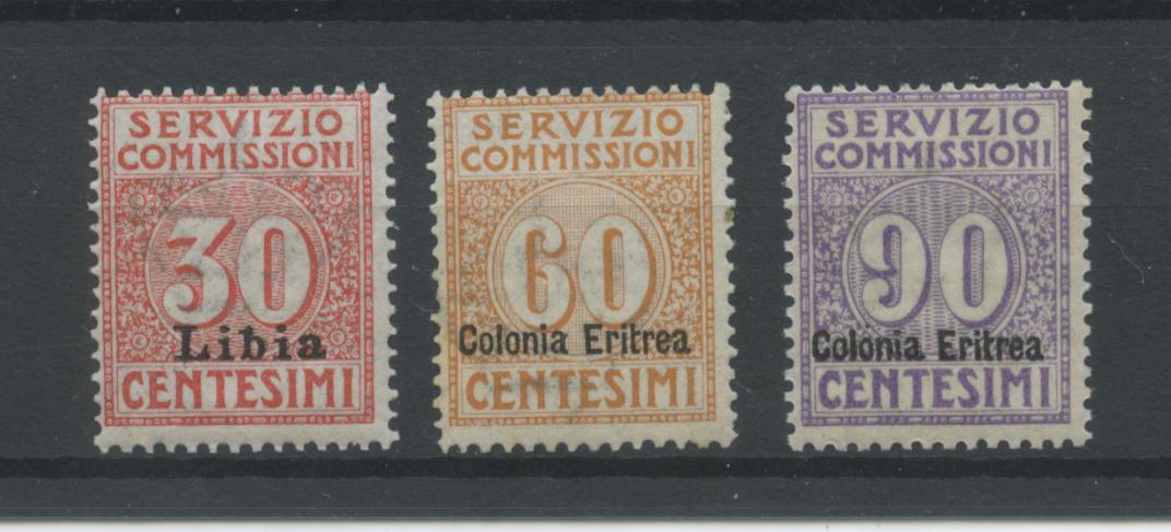 Scansione lotto: COLONIE ERITREA 1916 COMMISSIONI 3V. 4 ** CENTRATO