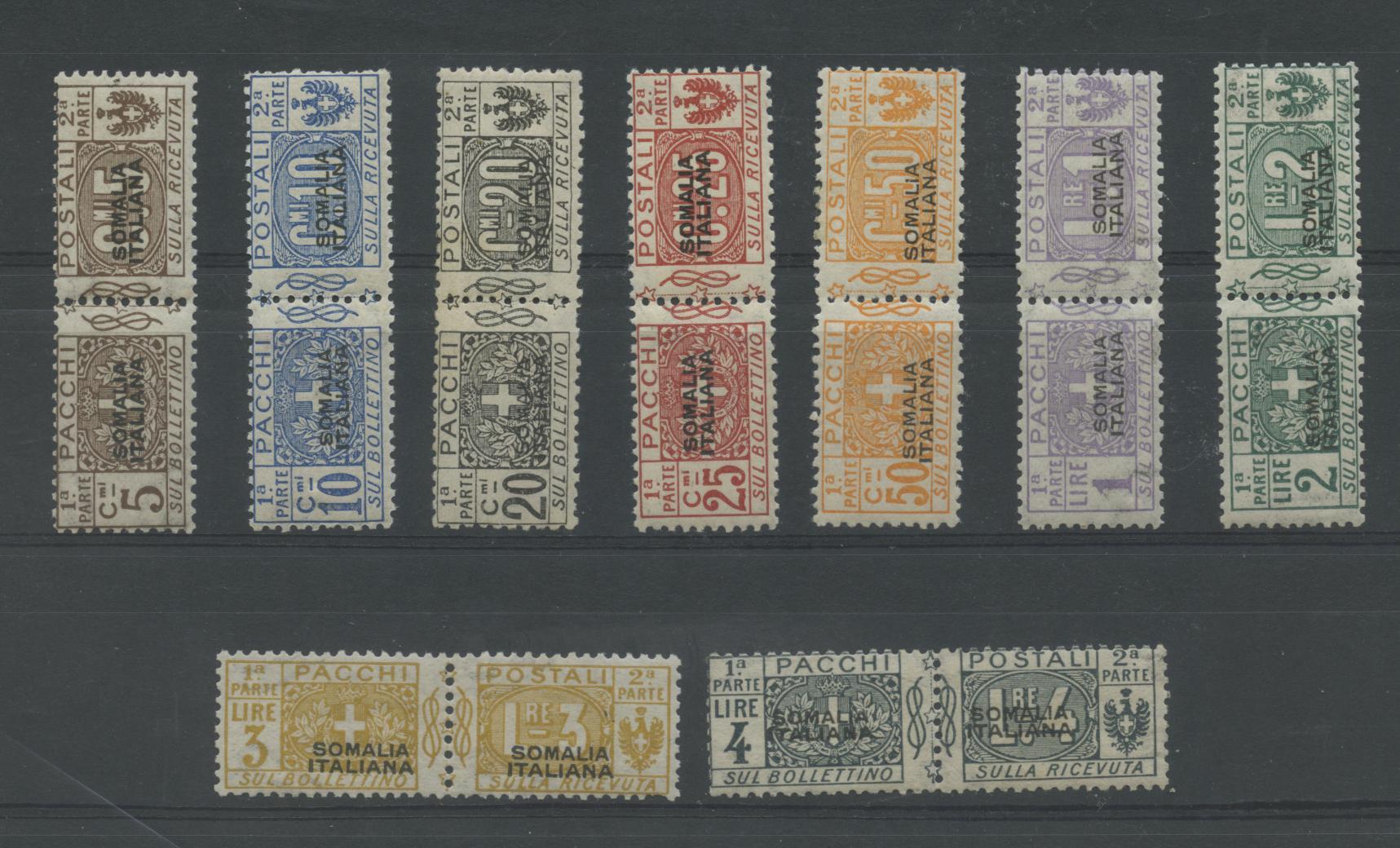 Scansione lotto: COLONIE SOMALIA 1917/9 PACCHI 9V. ** CENTRATO CERT.