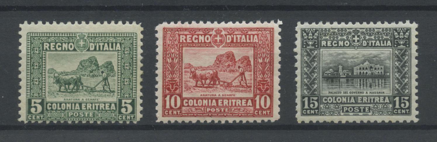 Scansione lotto: COLONIE ERITREA 1928/9 PAESAGGI 3V. 3 **  CERT.