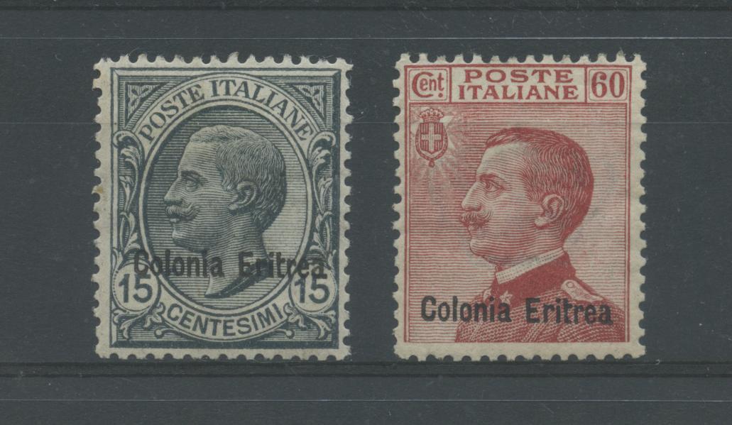Scansione lotto: COLONIE ERITREA 1918/20 SOVR. 2V. 2 ** CENTRATO