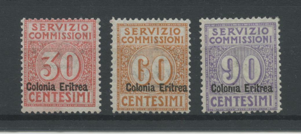 Scansione lotto: COLONIE ERITREA 1916 COMMISSIONI 3V. 6 **