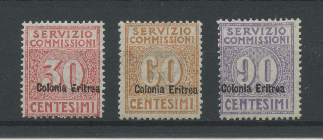 Scansione lotto: COLONIE ERITREA 1916 COMMISSIONI 3V. 5 **