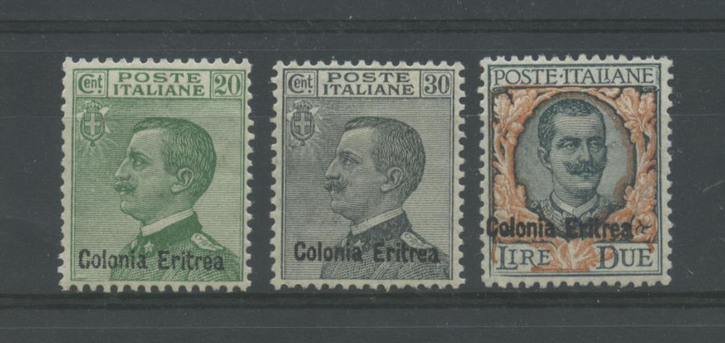 Scansione lotto: COLONIE ERITREA 1925 SOVR. 3V. 2 ** LUSSO