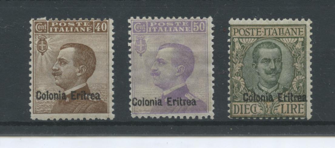 Scansione lotto: COLONIE ERITREA 1916 SOVR. 3V. **  CERT.