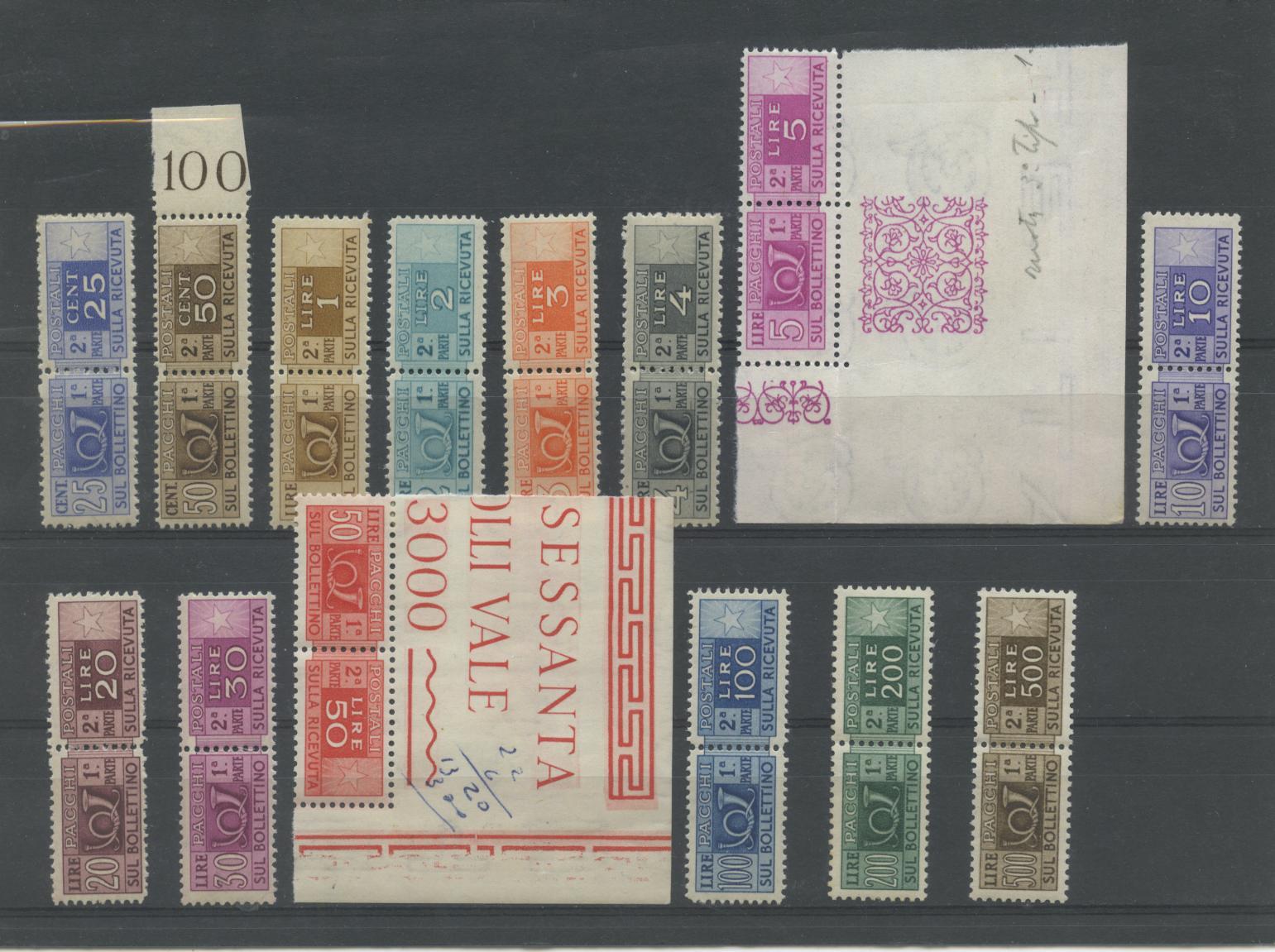 Scansione lotto: REPUBBLICA 1946/51 PACCHI RUOTA 14V. 11 ** LUSSO CERT.