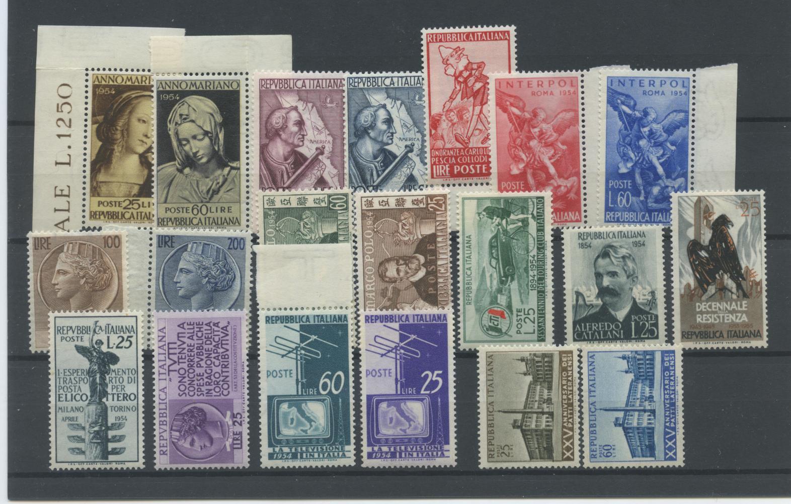 Scansione lotto: REPUBBLICA 1954 ANNATA CPL. 20V. 3 ** LUSSO