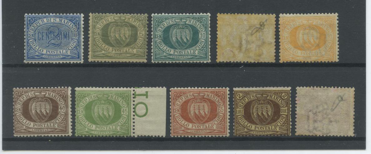 Scansione lotto: SAN MARINO 1892/4 STEMMI 10V. **  CERT.