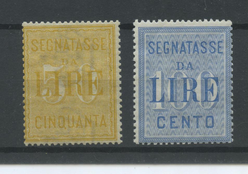 Scansione lotto: REGNO 1903 TASSE L.50 E L.100 2 ** CENTRATO