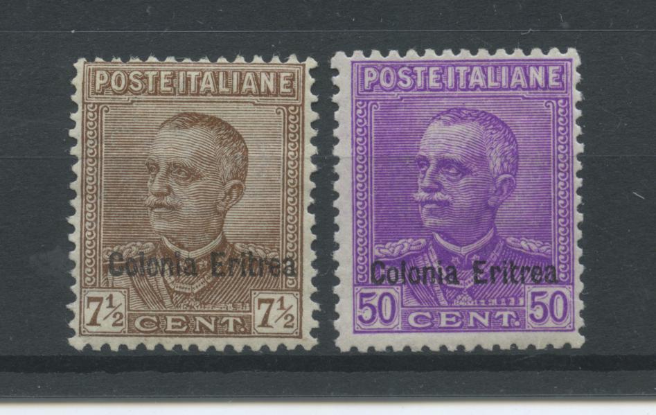 Scansione lotto: COLONIE ERITREA 1928 SOVR. 2V. 3 ** CENTRATO