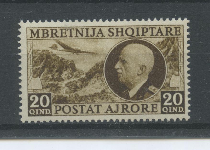 Scansione lotto: OCCUPAZIONI ALBANIA 1939 POSTA AEREA 20Q ** CENTRATO