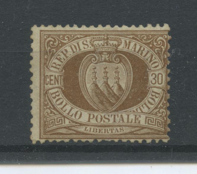 Scansione lotto: SAN MARINO 1877 30C. 6 **  CERT.