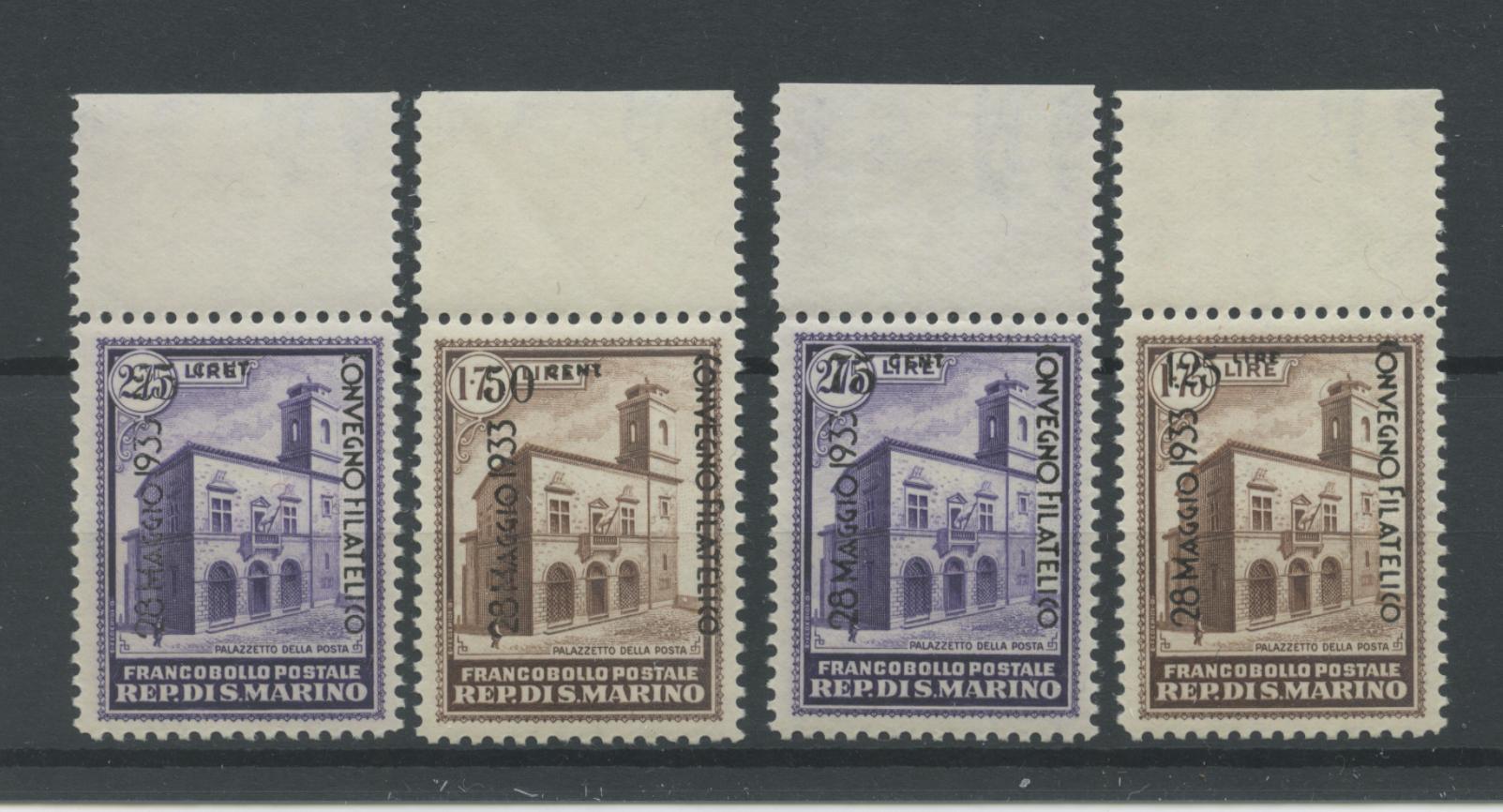 Scansione lotto: SAN MARINO 1933 PALAZZETTO SOVR. 4V. 3 ** LUSSO CERT.