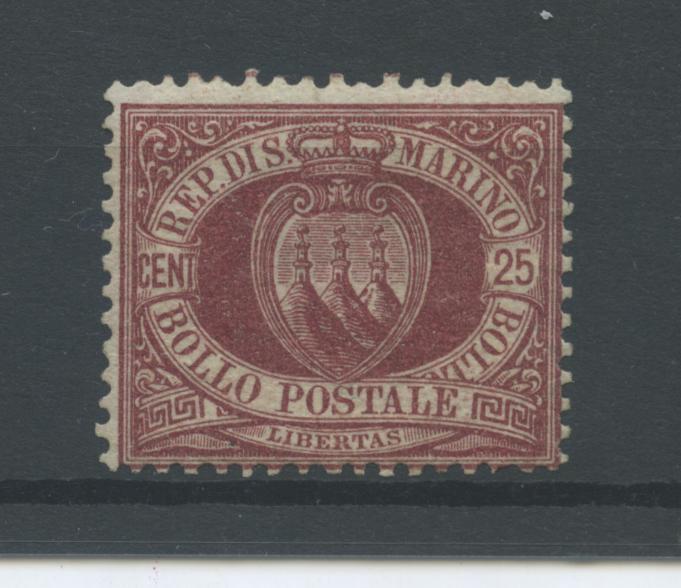 Scansione lotto: SAN MARINO 1877 25C. LACCA ** CENTRATO