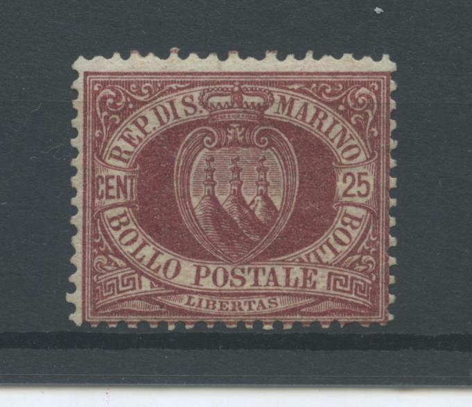 Scansione lotto: SAN MARINO 1877 25C. LACCA ** CENTRATO