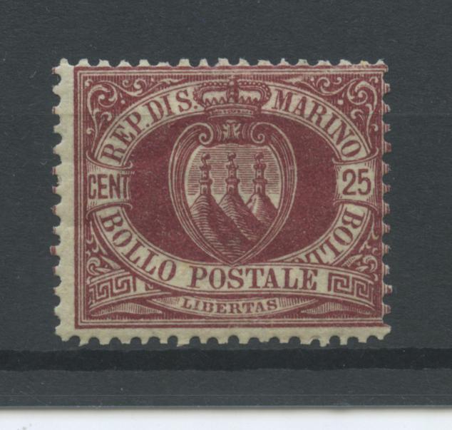 Scansione lotto: SAN MARINO 1877 25C. LACCA **  CERT.