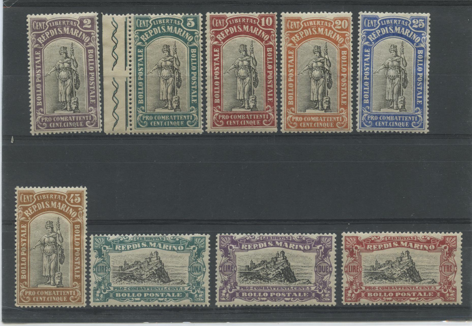 Scansione lotto: SAN MARINO 1918 PRO COMBATTENTI 9V. ** LUSSO