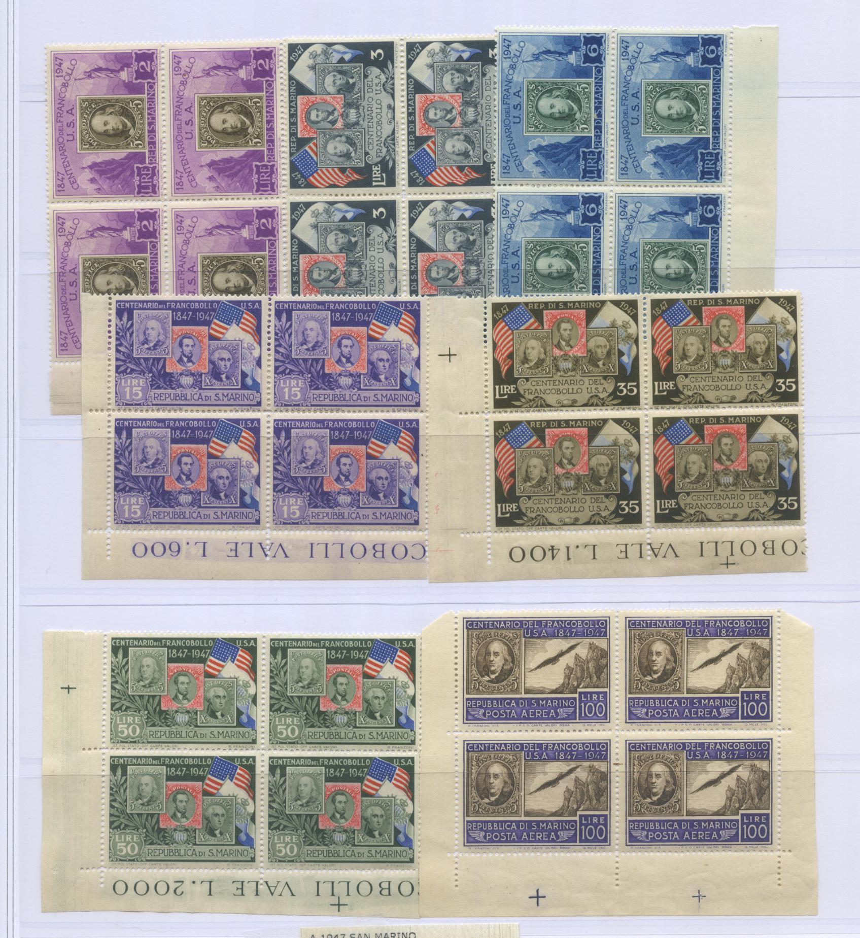 Scansione lotto: SAN MARINO 1947 C.F. AMERICANO 7V. X4 ** LUSSO