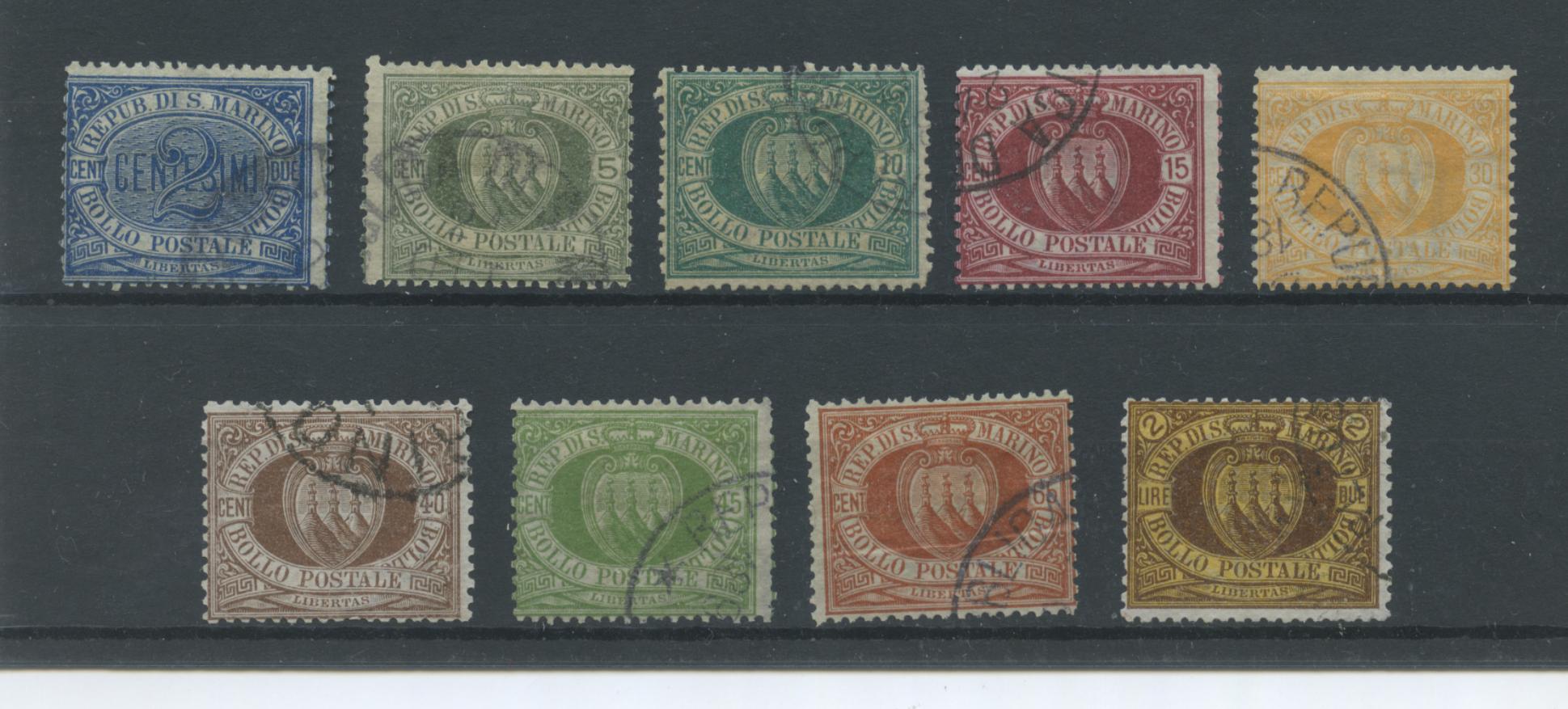 Scansione lotto: SAN MARINO 1892/4 STEMMI SERIETTA 9V. US.