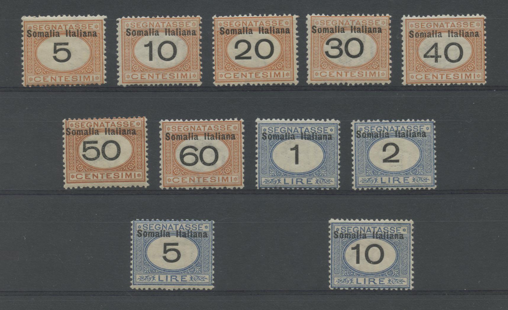 Scansione lotto: COLONIE SOMALIA 1926 TASSE 11V. ** CENTRATO