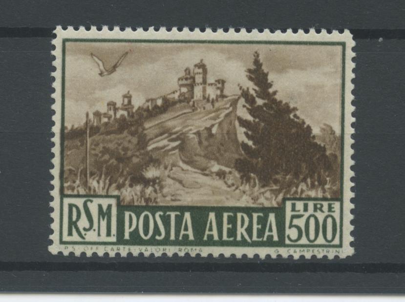 Scansione lotto: SAN MARINO 1951 POSTA AEREA L.500 4 ** LUSSO