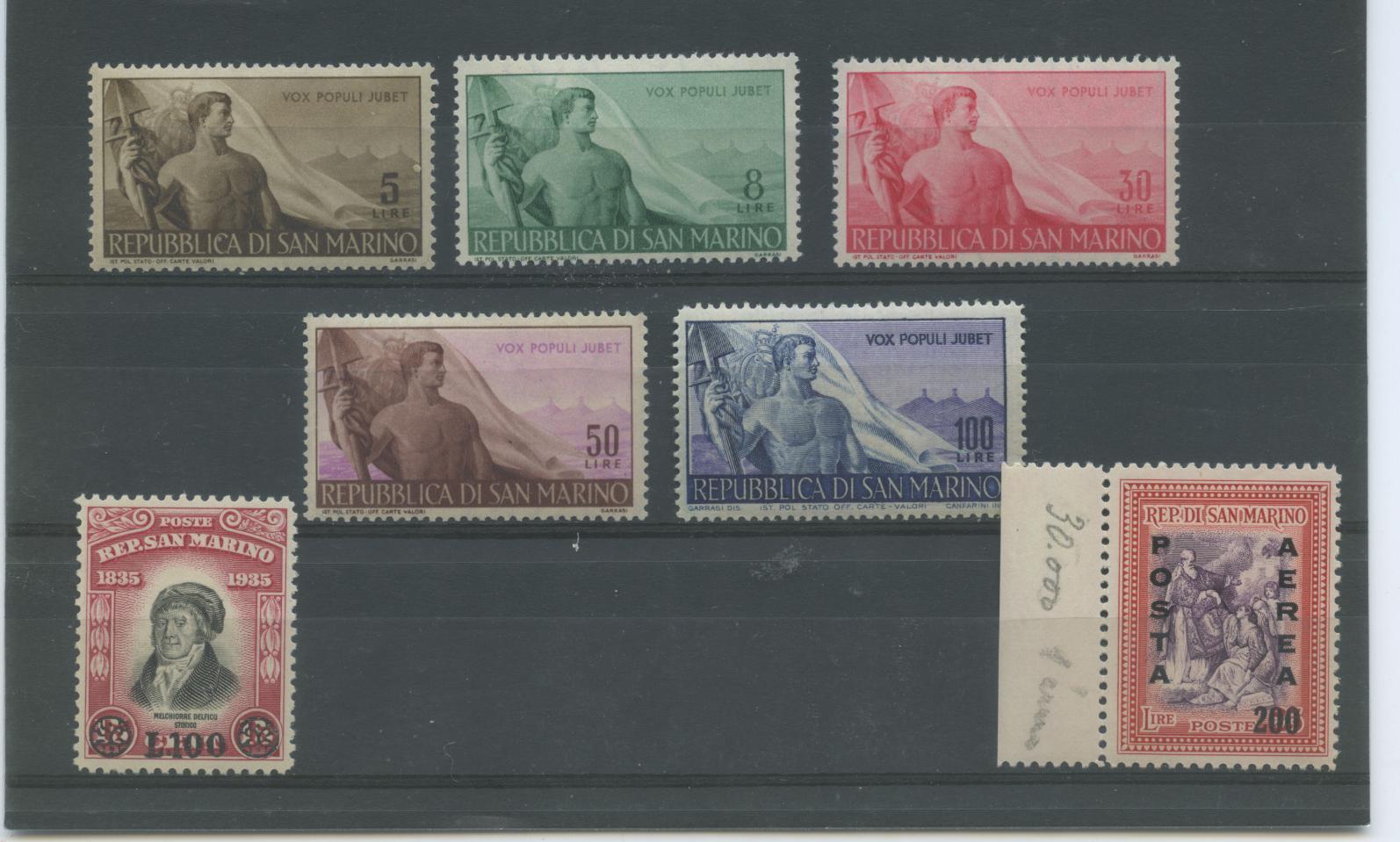 Scansione lotto: SAN MARINO 1948 ANNATA CPL. E P.A. 7V. 4 ** LUSSO