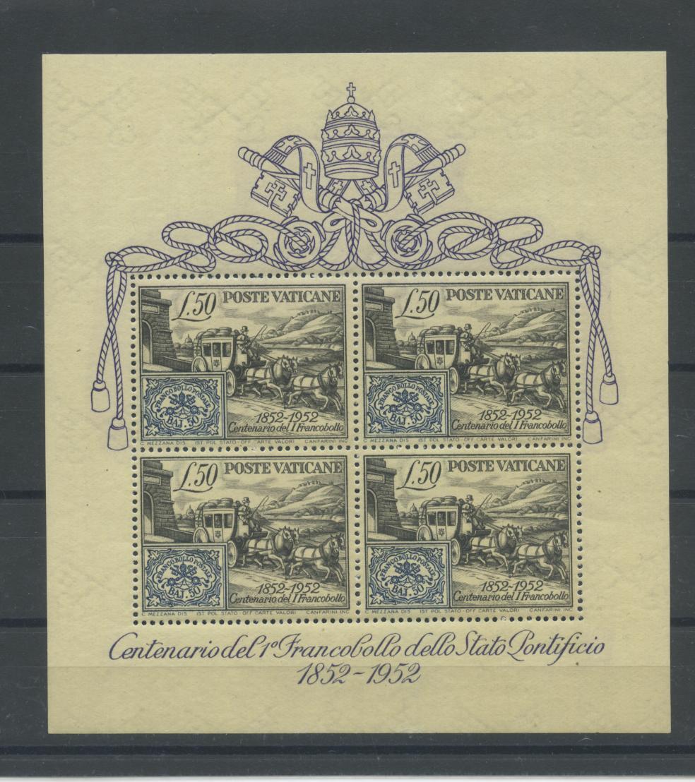 Scansione lotto: VATICANO 1952 B.F. CENTENARIO 6 ** LUSSO