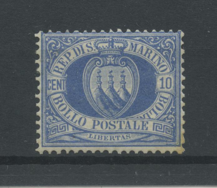 Scansione lotto: SAN MARINO 1877 10C. OLTREMARE ** CENTRATO