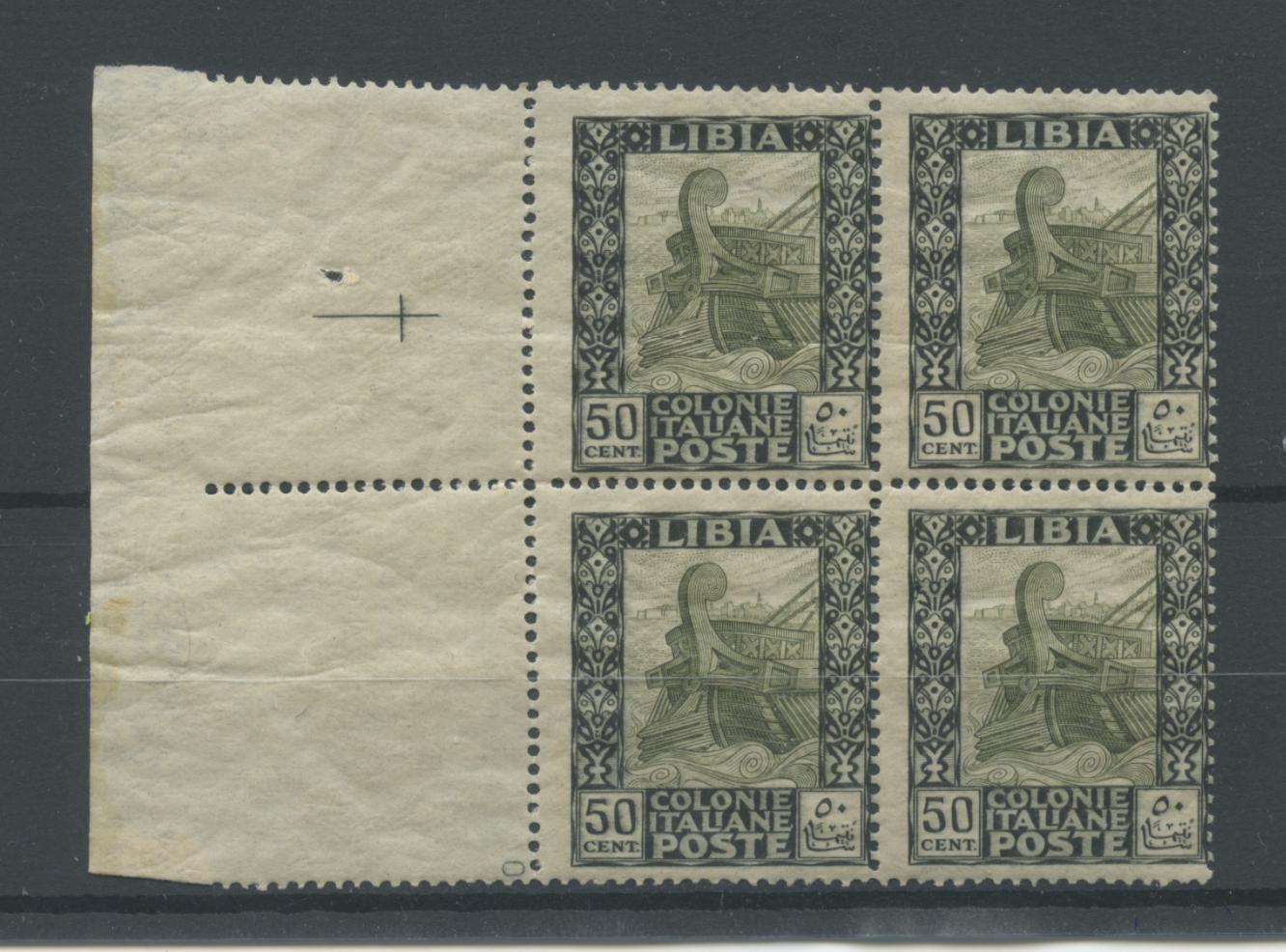 Scansione lotto: COLONIE LIBIA 1921 PITTORICA C.50 QUARTINA **