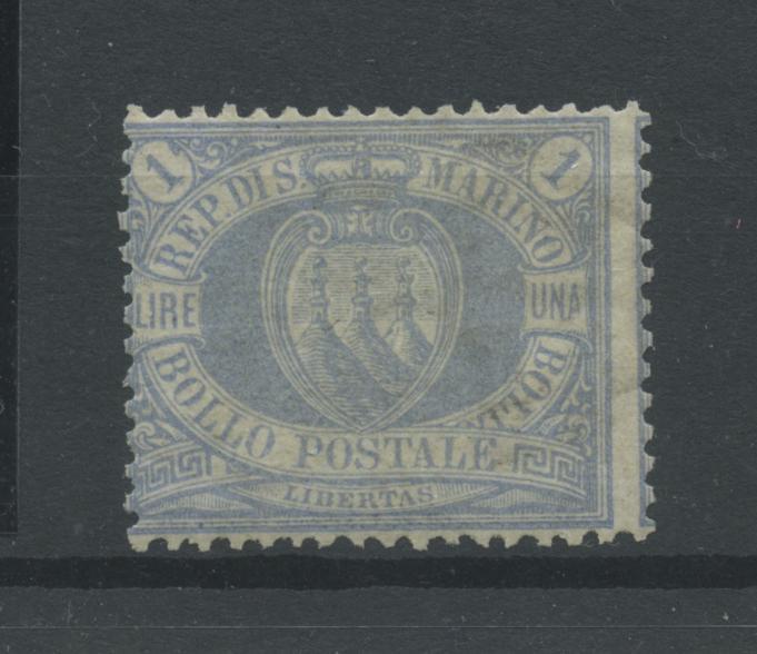 Scansione lotto: SAN MARINO 1894 L.1 AZZURRA **  CERT.