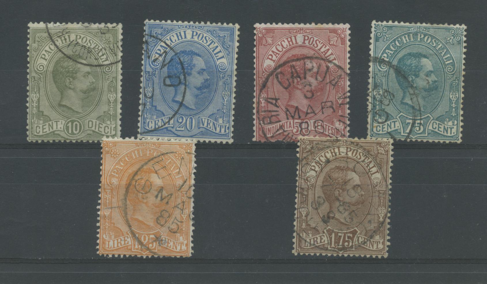 Scansione lotto: REGNO 1884/6 PACCHI 6V.(originale) US. CENTRATO