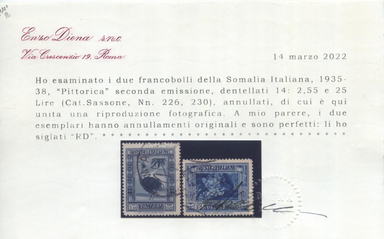 Scansione lotto: COLONIE SOMALIA 1935/8 PITTORICA 17V. US. LUSSO CERT.