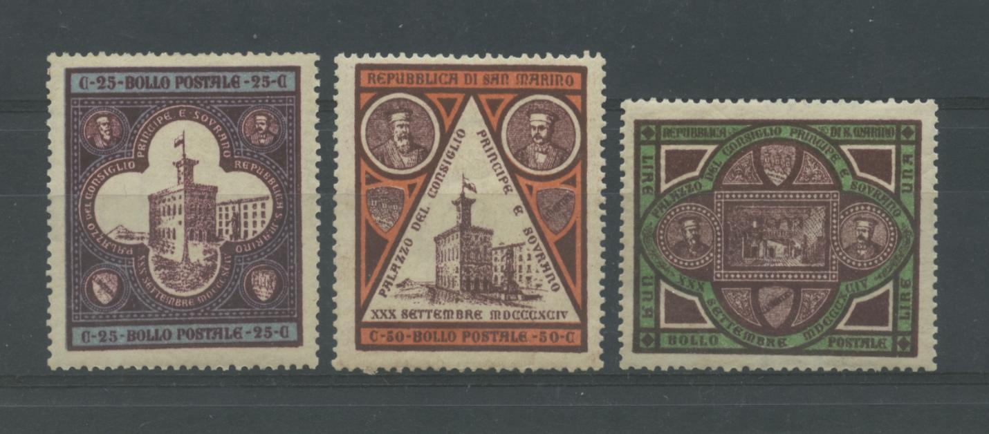 Scansione lotto: SAN MARINO 1894 PALAZZO 3V. 3 ** LUSSO CERT.