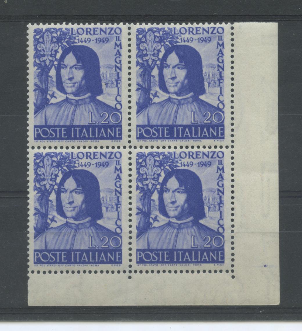 Scansione lotto: REPUBBLICA 1949 MAGNIFICO QUARTINA **