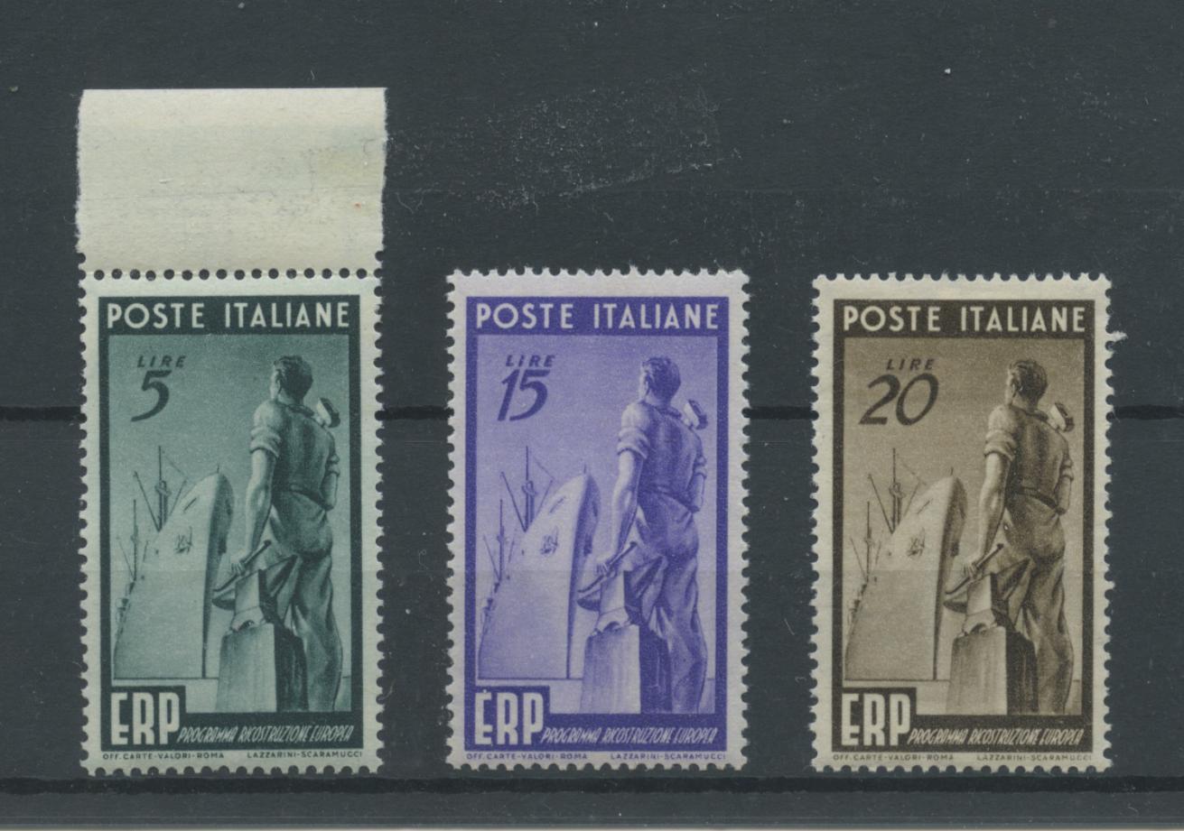 Scansione lotto: REPUBBLICA 1949 ERP 3V. ** LUSSO