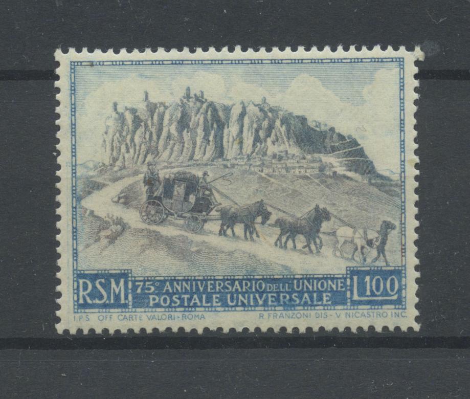 Scansione lotto: SAN MARINO 1949 UPU L.100 ** LUSSO