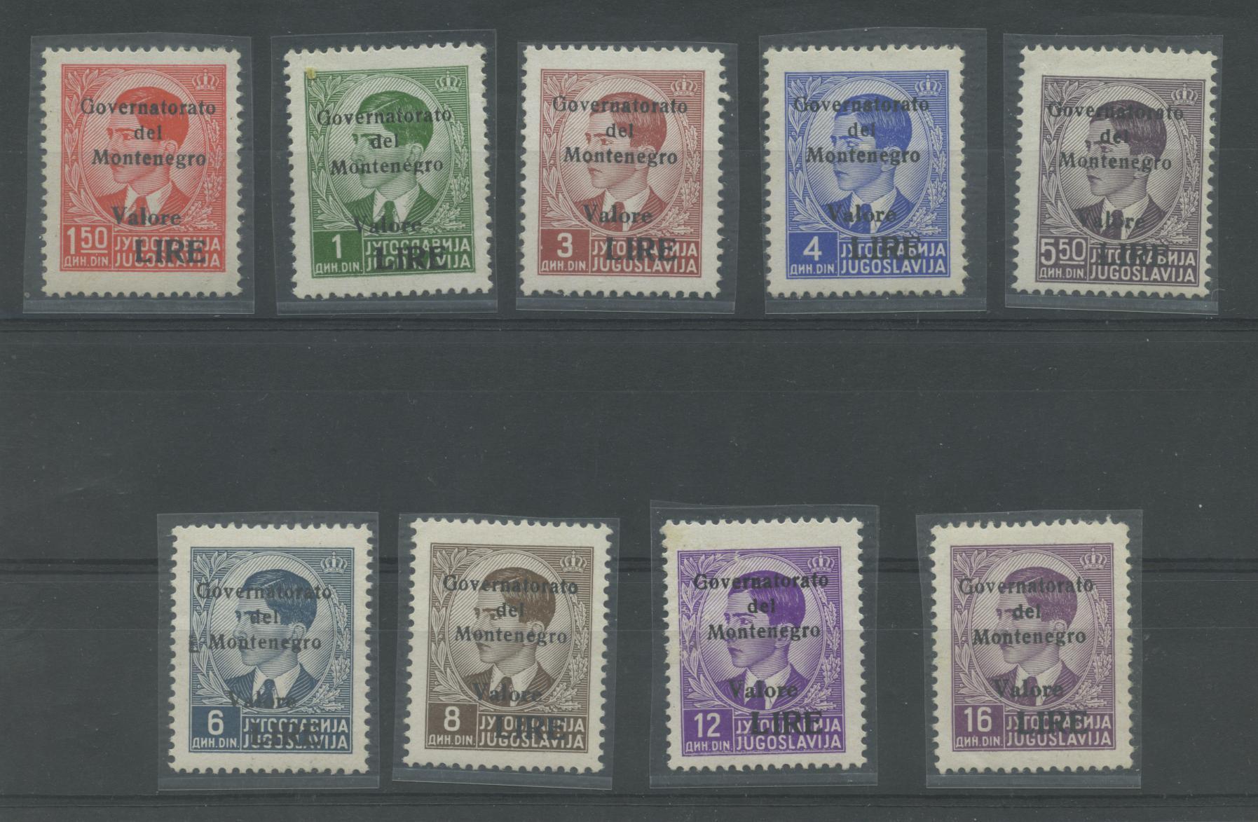 Scansione lotto: OCCUPAZIONI MONTENEGRO 1942 SOVR. 9V. N.40/8 ** LUSSO