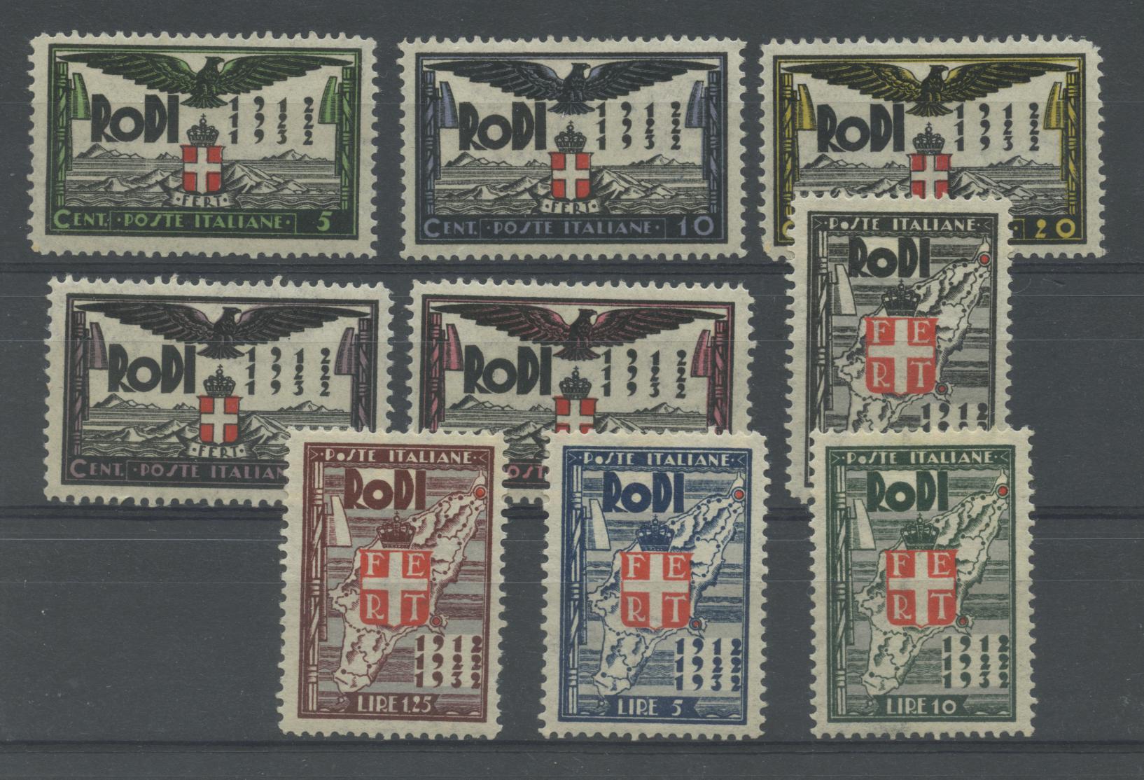 Scansione lotto: COLONIE EGEO 1932 VENTENNALE SERIETTA 9V. *