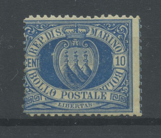 Scansione lotto: SAN MARINO 1888 10C. AZZURRO N.3A **  CERT.