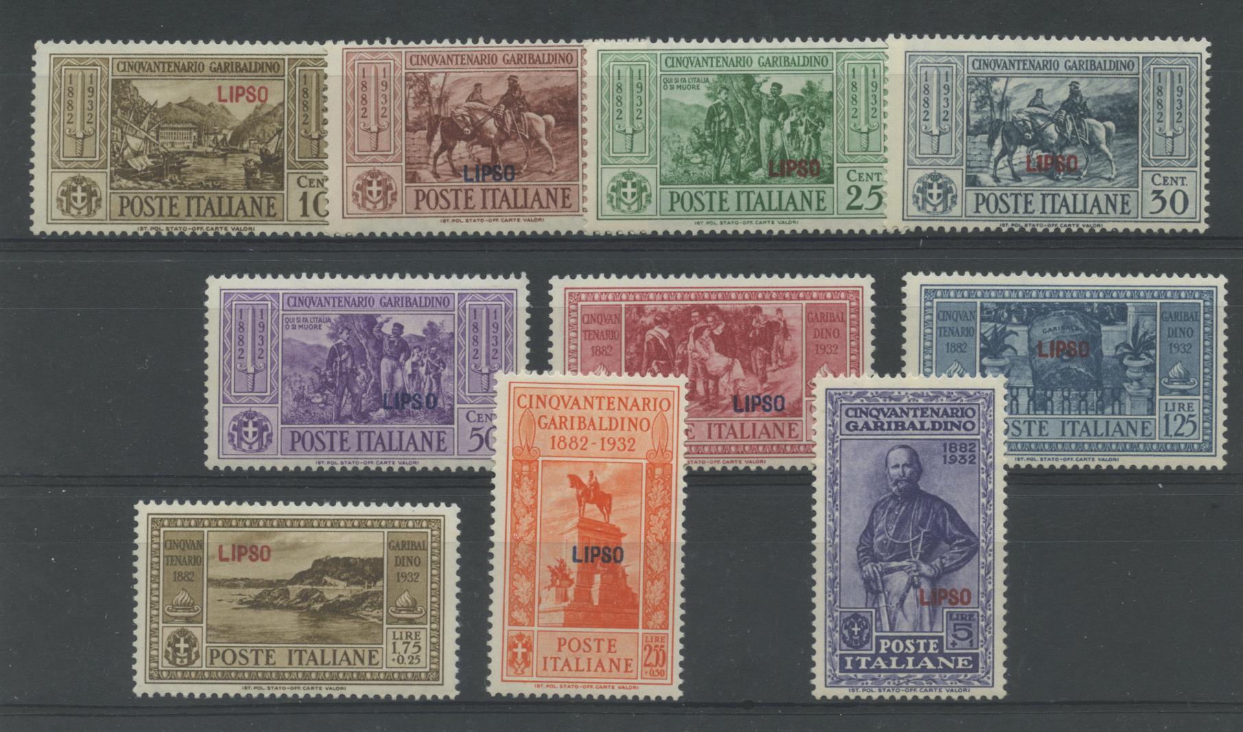 Scansione lotto: COLONIE EGEO 1932 LIPSO GARIBALDI 10V. **