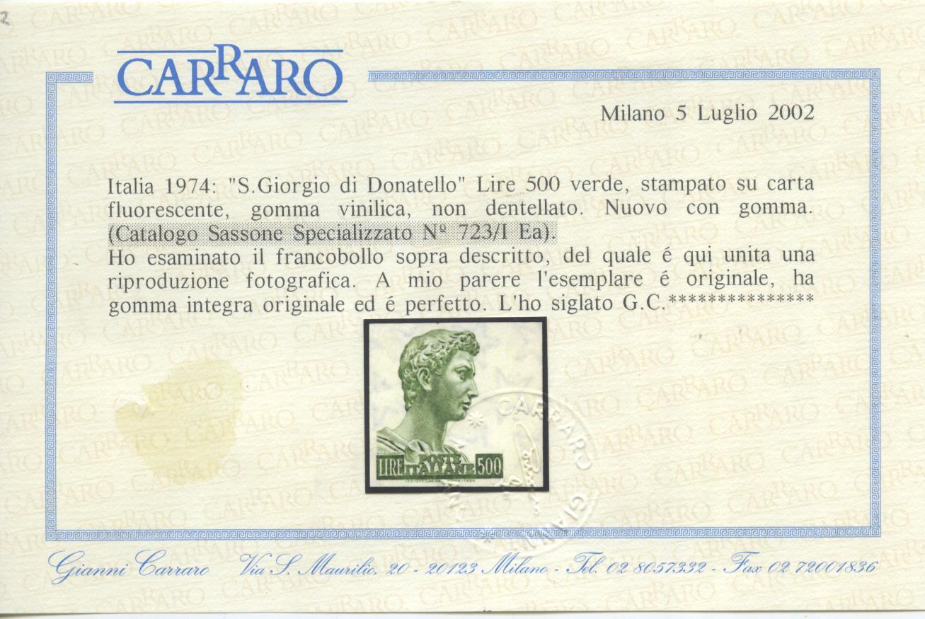 Scansione lotto: REPUBBLICA 1974 S.GIORGIO L.500 N.D. **  CERT.