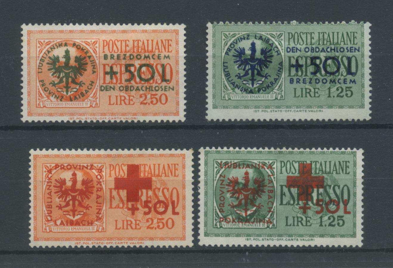 Scansione lotto: OCCUPAZIONI LUBIANA TEDESCA 1944 ESPRESSI SOVR. 4V. *