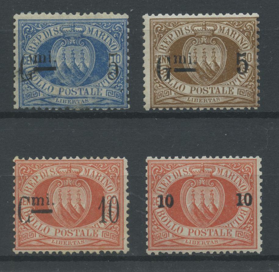 Scansione lotto: SAN MARINO 1892 SOVR. 4V. 2 ** CENTRATO CERT.