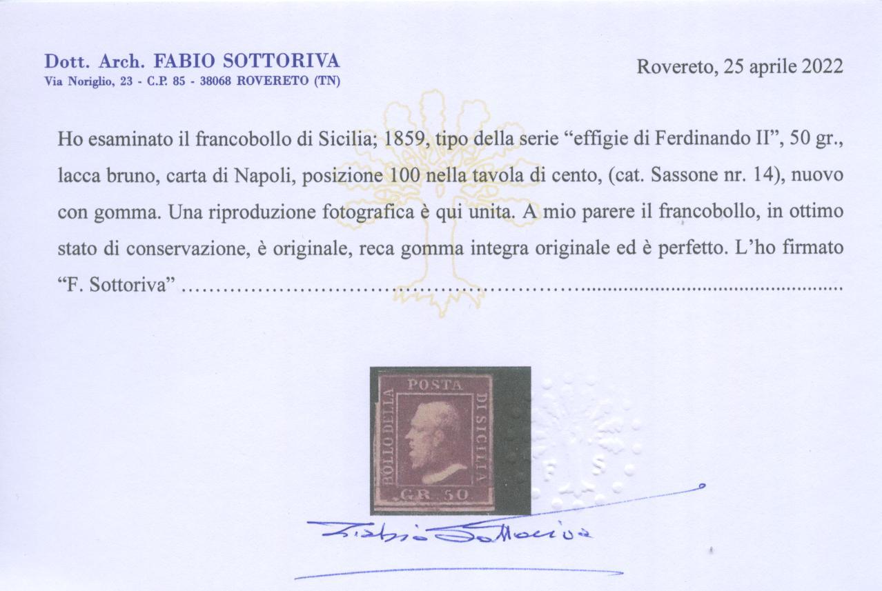 Scansione lotto: SICILIA 1858 50 GRANI **  CERT.