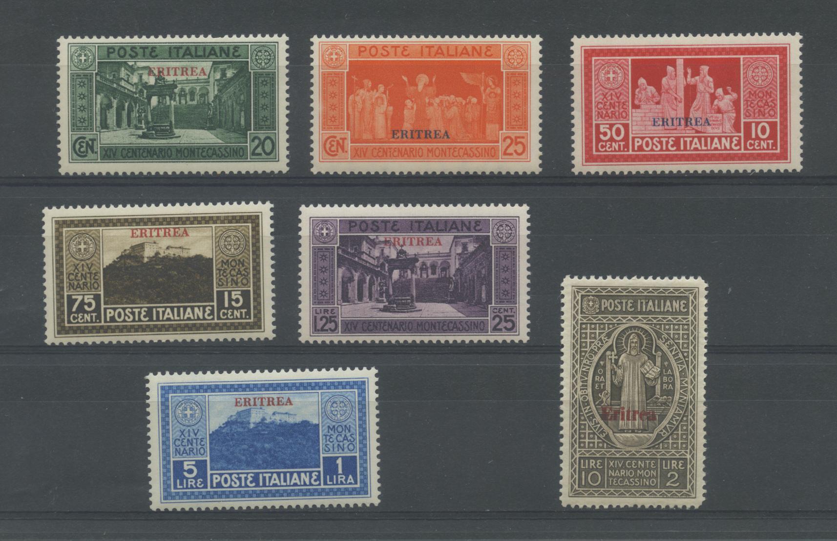 Scansione lotto: COLONIE ERITREA 1929 MONTECASSINO 7V. **