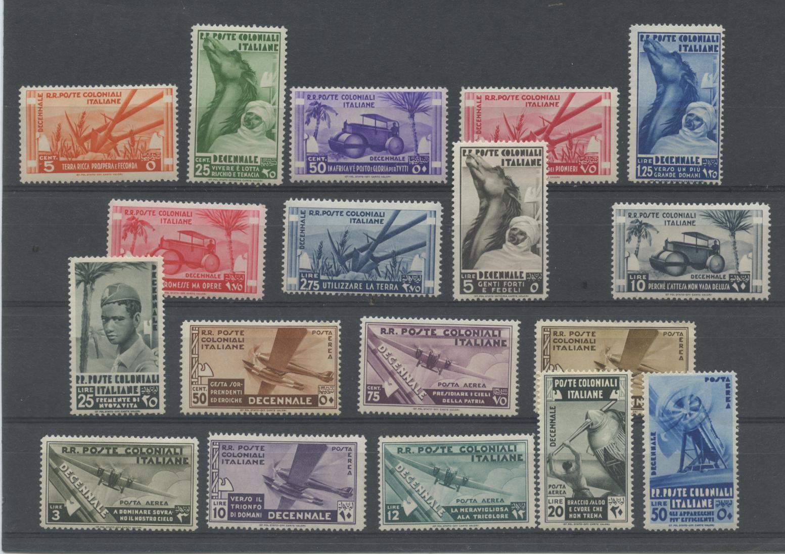 Scansione lotto: COLONIE EMISSIONI GENERALI 1933 DECENNALE 18V. **
