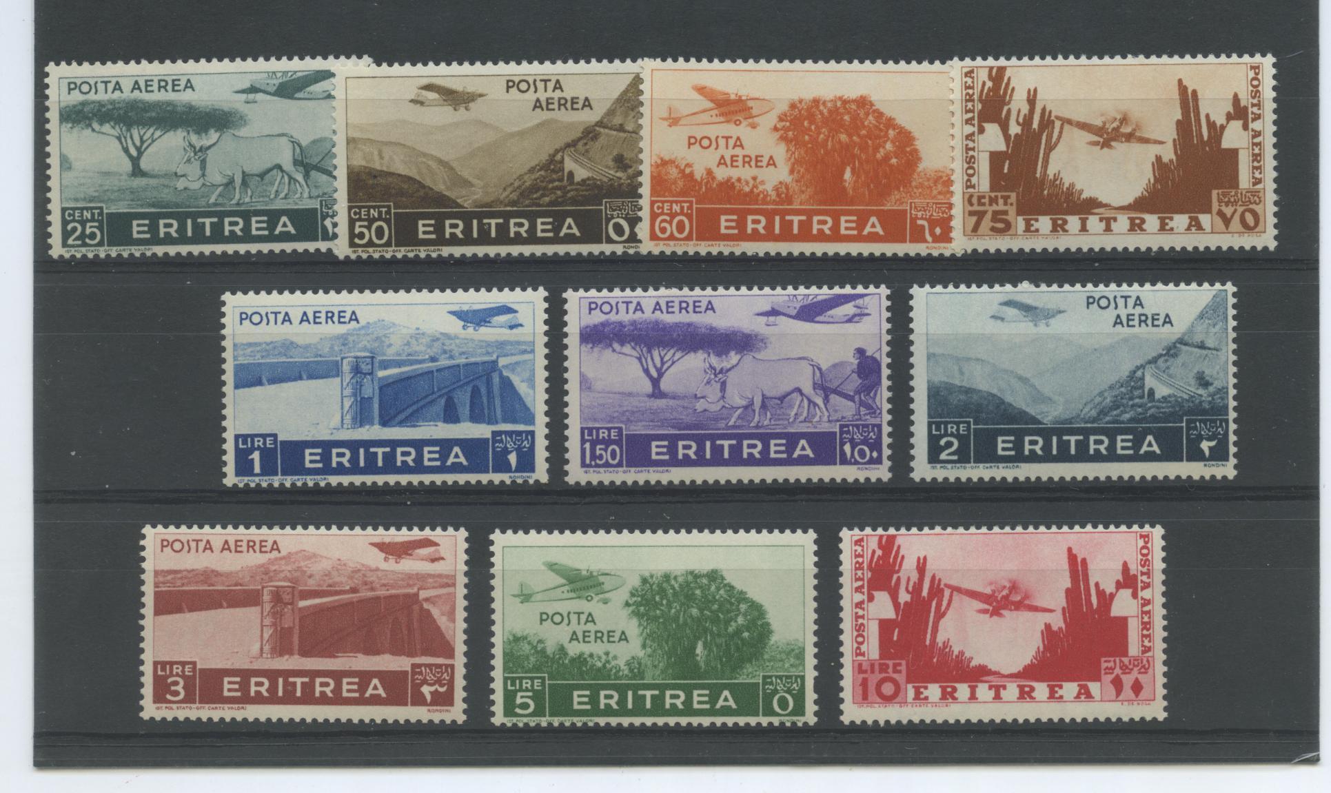 Scansione lotto: COLONIE ERITREA 1936 PITTORICA P.A. 10V. ** CENTRATO