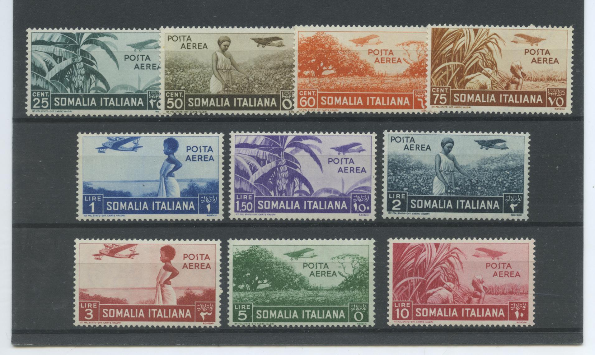 Scansione lotto: COLONIE SOMALIA 1936 POSTA AEREA 10V. ** LUSSO