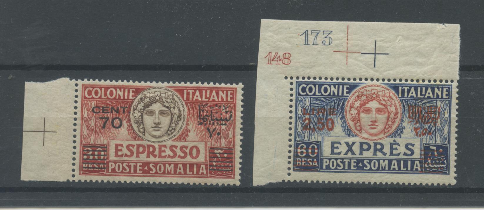 Scansione lotto: COLONIE SOMALIA 1926 ESPRESSI N.5/6 ** LUSSO